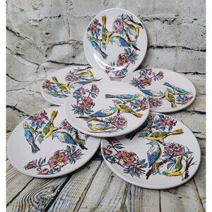 Room Creative Birdsong 2012 Stoneware Dessert Plates 6" Set Of 6 White Backgroun